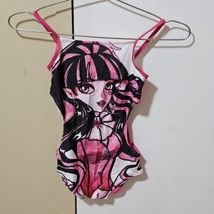 Monster High Swimsuit / Bathing Suit - Girls Size Approx 8-10 - Draculaura Print